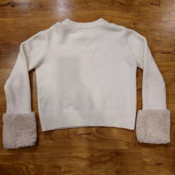 ZARA Knit White Plush Sweater with Faux Fur Cuffs Womens Size M - Picture 5 of 5